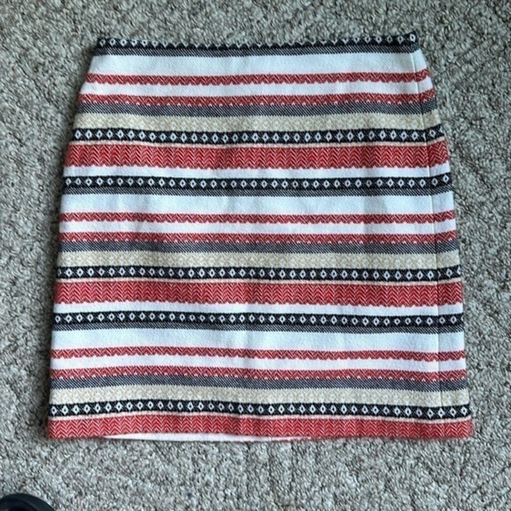 LOFT skirt size 4 Petite burnt orange black tan lined career striped